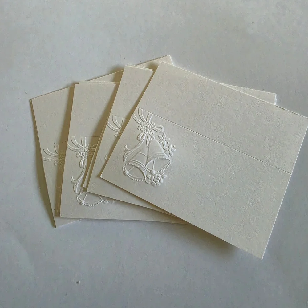 Vintage Embossed Wedding Bell Place Cards Cream Ivory Floral Set of 18